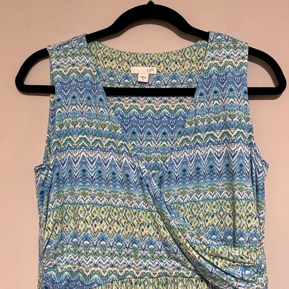 J. Jill Blue/Green Ikat Geometric Maxi Dress Size Small Beach Resort Coastal - Picture 4 of 8